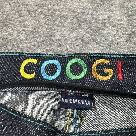 Vintage COOGI Straight Jeans Men's 34x34 Dark Blue Embroidered Abstract Rare - Picture 6 of 7